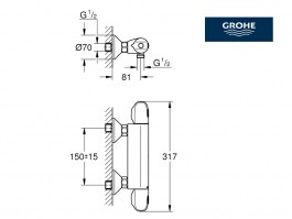 MEDIDAS TERMOSTATICA DUCHA GROHTHERM 1000 GROHE